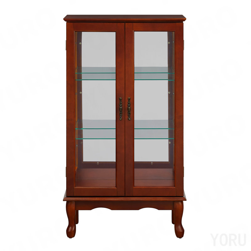 Vitrine en verre, rétroéclairé, miroir, tablettes trempées - standard, Brown