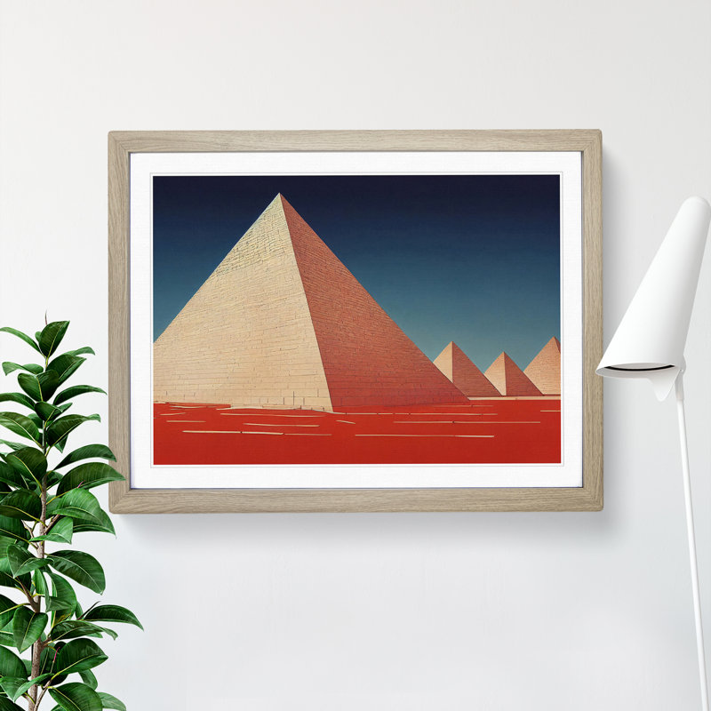 Awesome Pyramids - Single Picture Frame Print, 34cm H x 46cm W x 2cm D, Oak