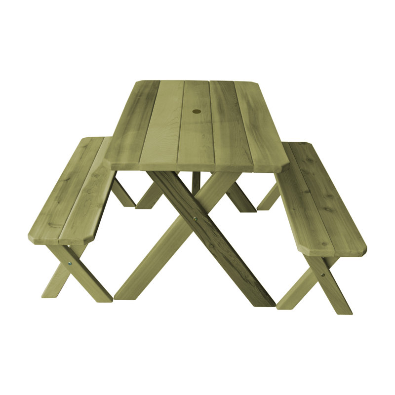 Table de pique-nique rectangulaire Guertin, Teinte tilleul, L 94 po x l 27 po x H 30 po