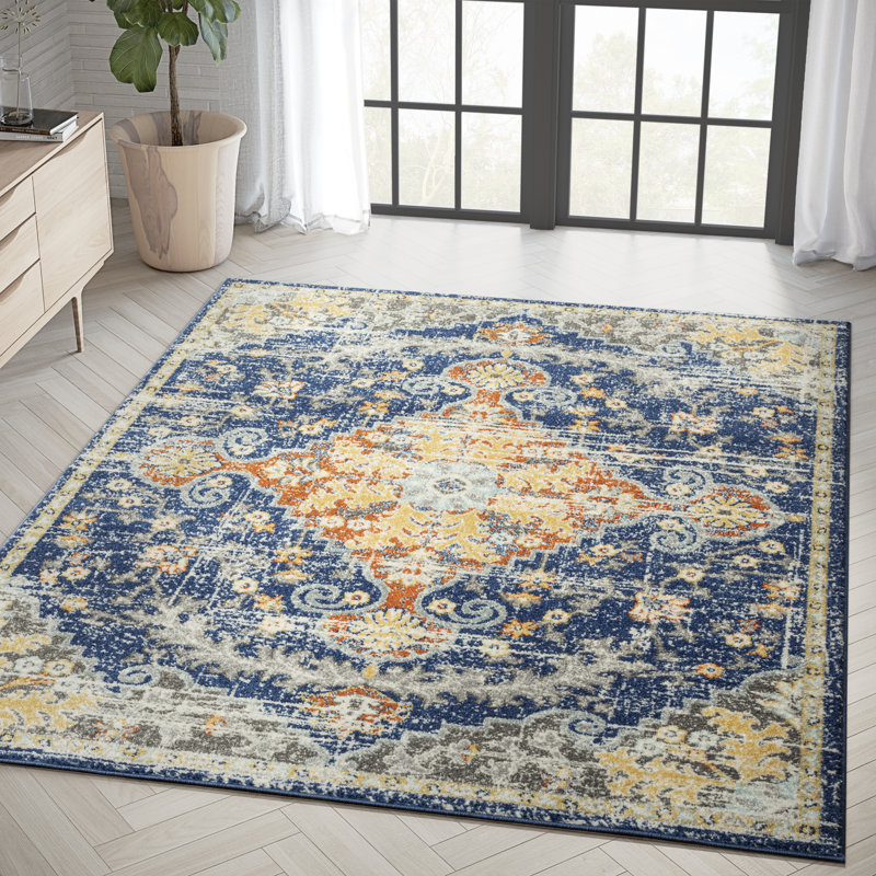 Tapis traditionnel multicolore CAS320A, Rectangle 7 pi 9 po x 10 pi 2 po