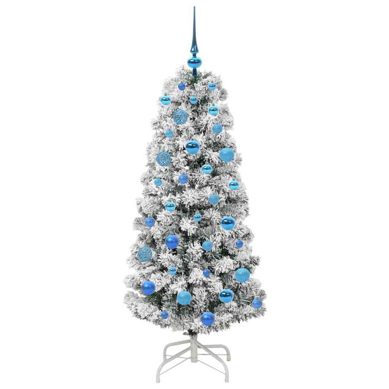 Artificial Hinged Christmas Tree Green and white, 4.92 ft