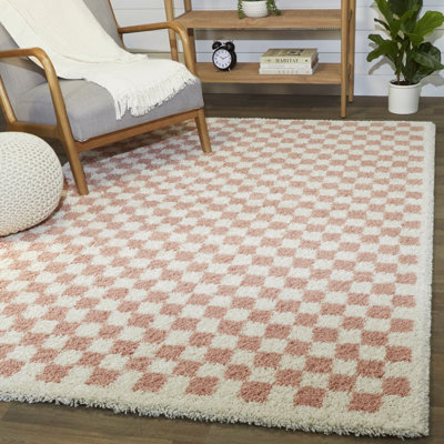 Neamiah Chequered Shag Area Rug