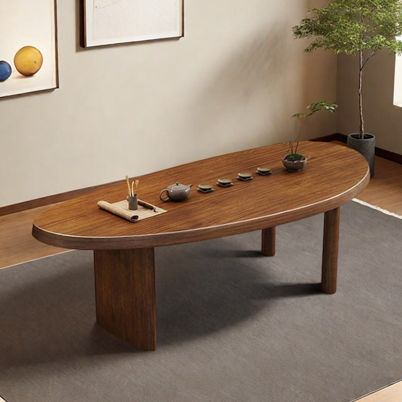 Brown Unique shape Solid Wood Pine wood Dining table, 29.53"H x 62.99"W x 27.56"D