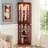 Corner Curio Cabinet Lighted Corner Display, Glass Display Shelf Shelving Bar Cabinet With Tempered Glass Door, Bar Cabinet,Cabinet With Adjustable Shelf Glass Cabinet Shelves Bead Bulb Included-818796989