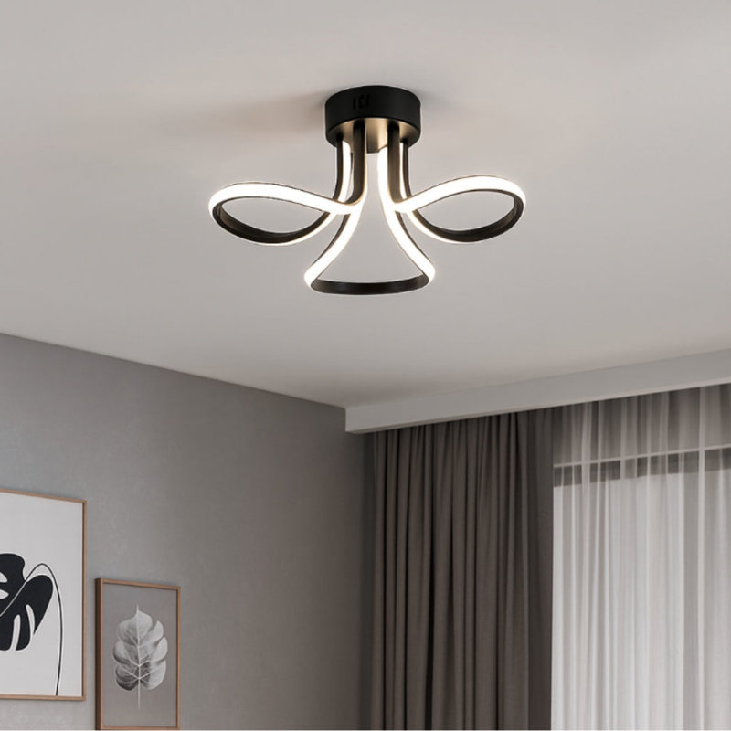 LED Semi Flush Mount, Matte Black