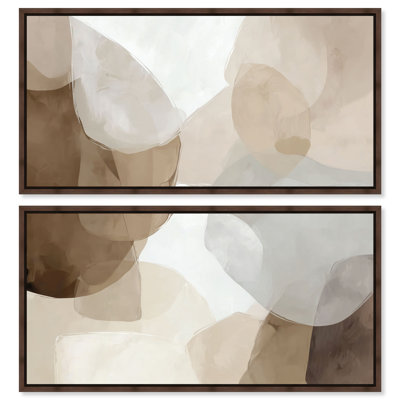 Ensemble de tableaux encadrés Soft Overlap II pour salon, par Art Remedy, cadre en noyer, 54 x 27 pouces
