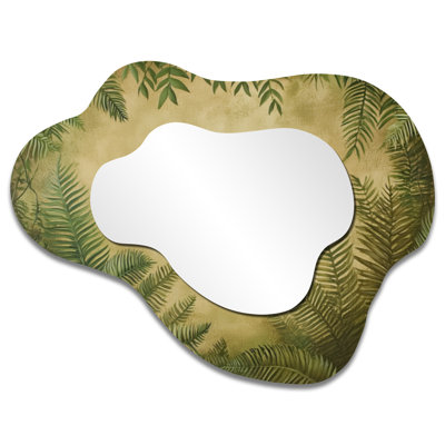Minimalist Irregular Accent Mirror – Fern Leaves Tropical Rainforests II, Metal Print