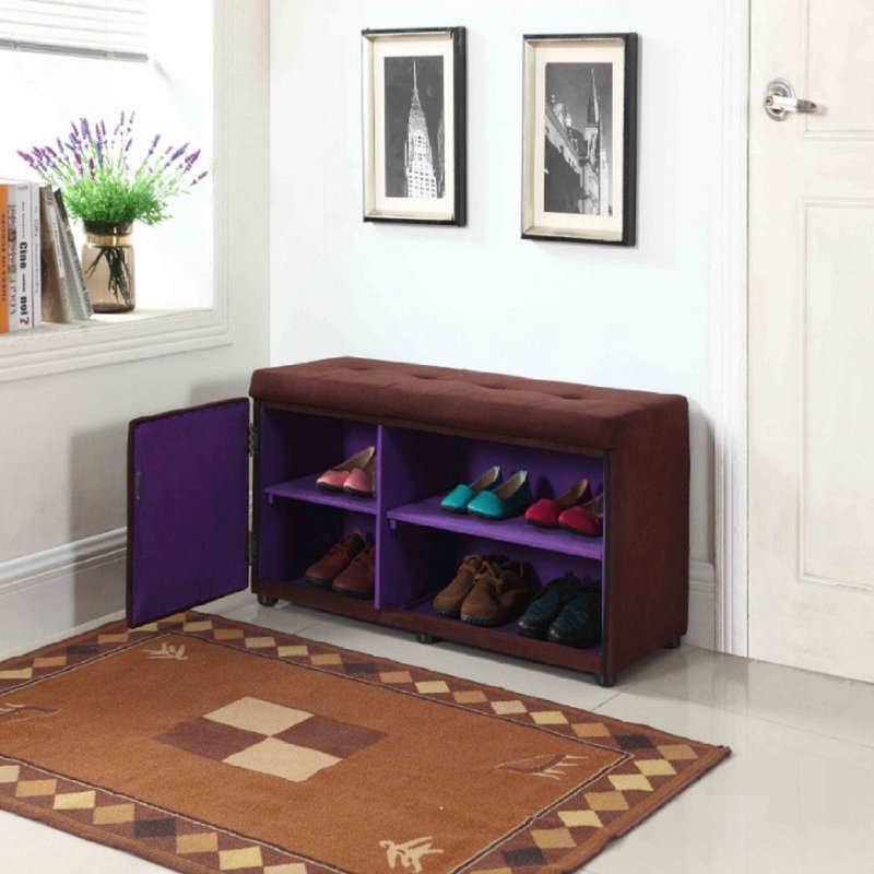 Grand repose-pieds de rangement de 18 po avec compartiment à chaussures, Brun