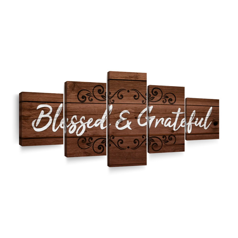 " Blessed And Grateful " by Faithinart 5 - Pieces, 42" H x 92" W x 1.25" D