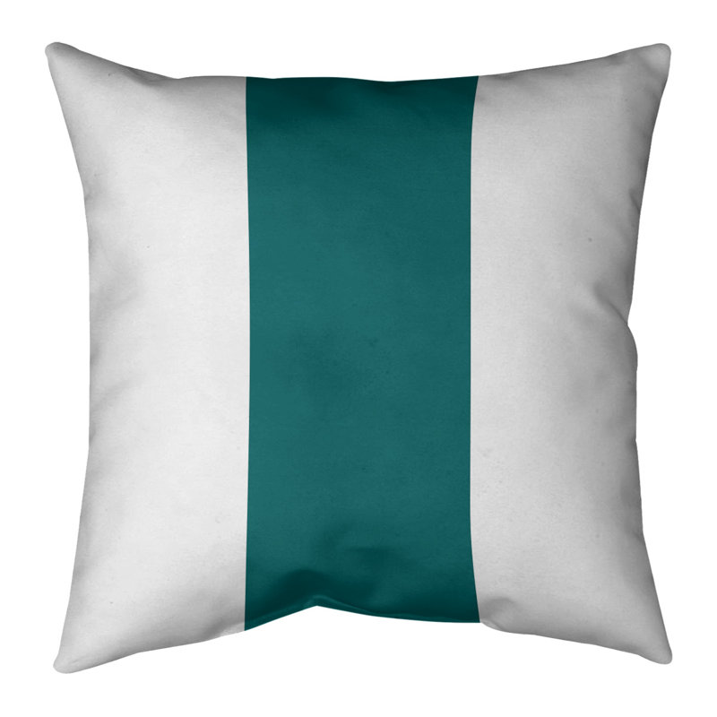 Housse de coussin, 16 po x 16 po, Blanc / aqua, Sergé de coton