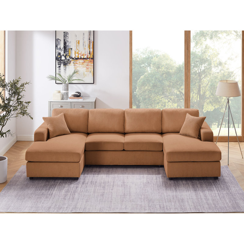 Canapé modulaire 3 pièces Althouse, 100 % polyester brun clair
