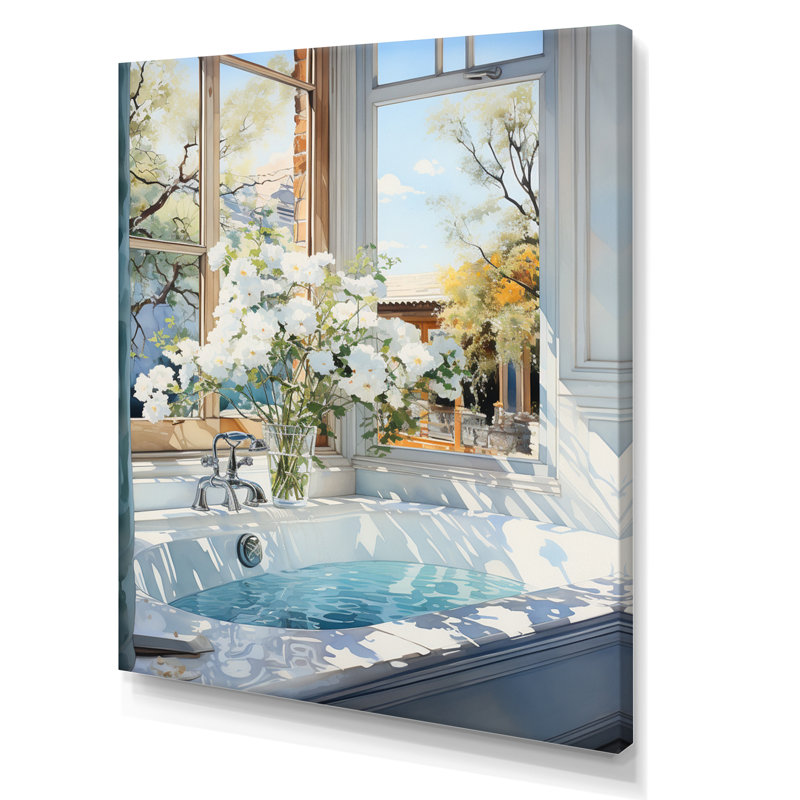 Bathroom Tranquil Reflections VI - Art mural encadré pour salle de bain, H 20 po x l 12 po x P 1 po, Toile tendue