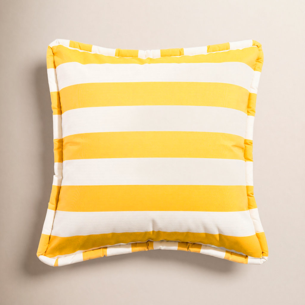 Crew Mimosa Pillow, Yellow Striped, 18" H x 18" W