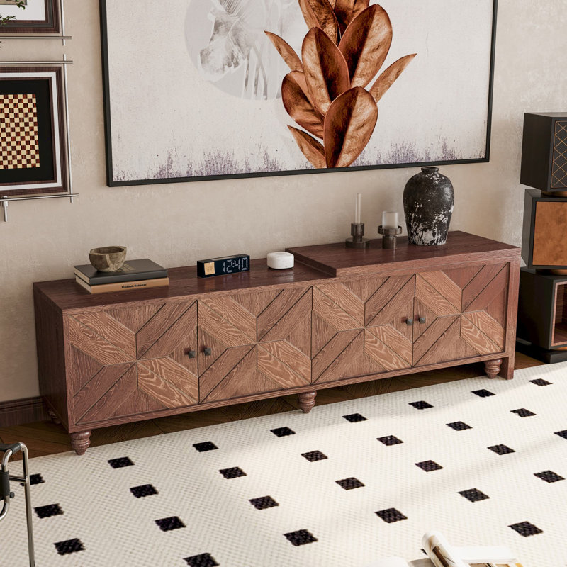 Bonilla 70"-90" Extendable TV Cabinet with Storage and Adjustable Shelves, Walnut