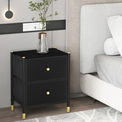 Drawer Dresser cabinet,2 Drawer Nightstands for Bedroom - Small Bedside Dresser with PU Leather Front Bins- Stylish End Table and Night Stand Furniture