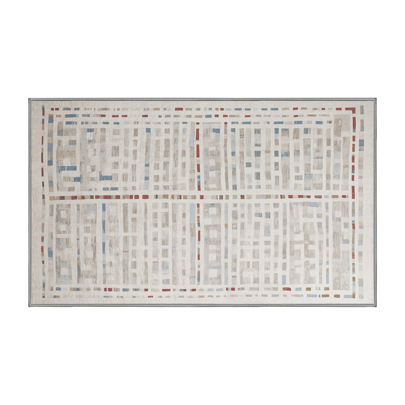 Machine Washable Gray Area Rug, Rectangle 3' x 5'