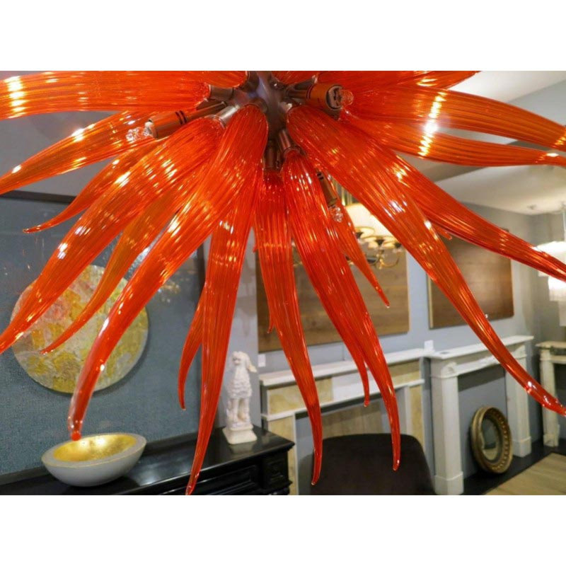 Lustre à 8 lumières Murana, Or brossé, Transparent / Rouge, 36” Wide x 37” Height