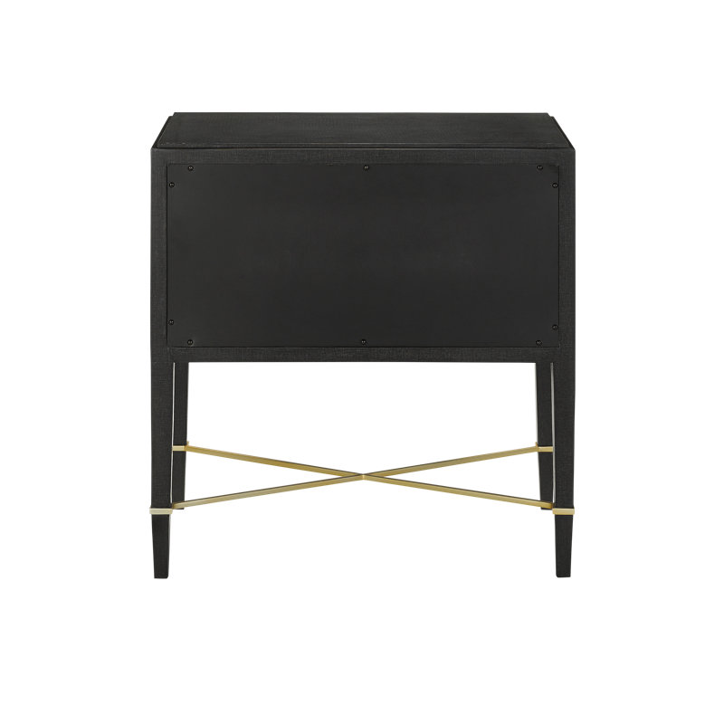 Verona 2 - Drawer Nightstand, Black Lacquered Linen/Champagne
