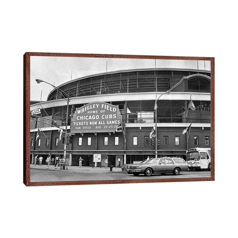 Chicago: Wrigley Field - Print on Canvas, 66.04 cm H x 45.72 cm W, Classic Brown Wood Framed