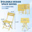 Ensemble bistro 3 pièces pliable, ensemble de table et chaises d'extérieur pour l'intérieur, ensemble de balcon peu encombrant - jaune-39248777