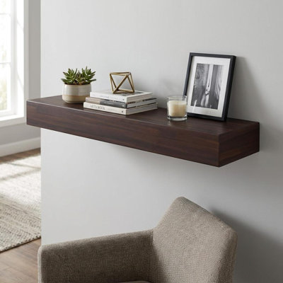 Étagère murale flottante en bois massif espresso de 30 pouces