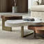 Luxury Cloud-Shaped 3-Piece Nesting Coffee Table Set, Sintered Stone & Walnut Top, Antique Bronze Metal Legs, Modern Artistic Living Room Centre Table-87874627