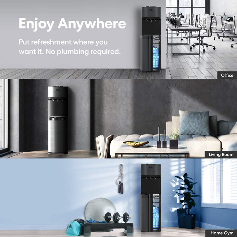 Brio Black Stainless Steel Bottom Loading Water Dispenser with UV Self-Cleaning