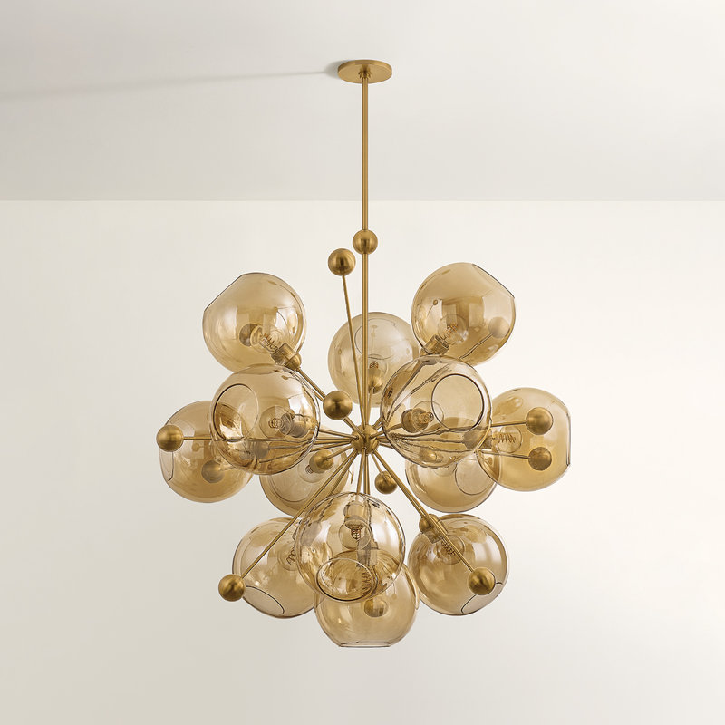 Lustre 13 lumières en laiton patiné Troy Lighting Ellory, H 44,25 po x l 45,75 po x P 45,75 po
