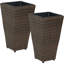Ensemble de pots d'extérieur carrés en polyrotin brun avec doublure Saige - H 20 po-48639660-166998989