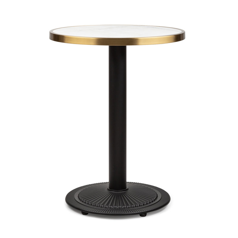 Round Outdoor Bistro Table , 57.5cm cm W cm D, White/Black 