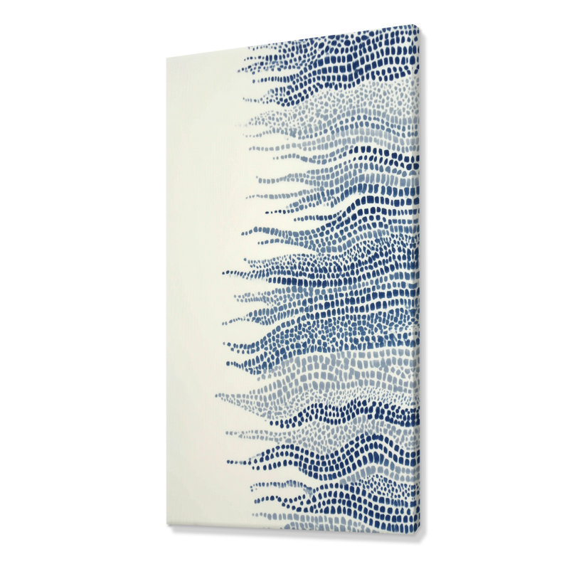 Bleu et beige algue océanique - impressions encadrées côtières, art mural sur toile bleu côtier, H 60 po x l 28 po