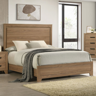 Lit encastré à très grand lit, contemporain et transitionnel, brun noyer, cadre de lit transitionnel en bois d'ingénierie, couleur, style, bois d'hévéa