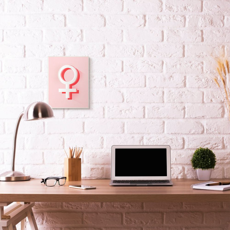 Symbole féminin - reproduction d'art textuel en rose, Plaque murale, H 15 po x l 10 po