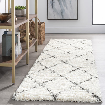Tapis blanc à motif géométrique Asine