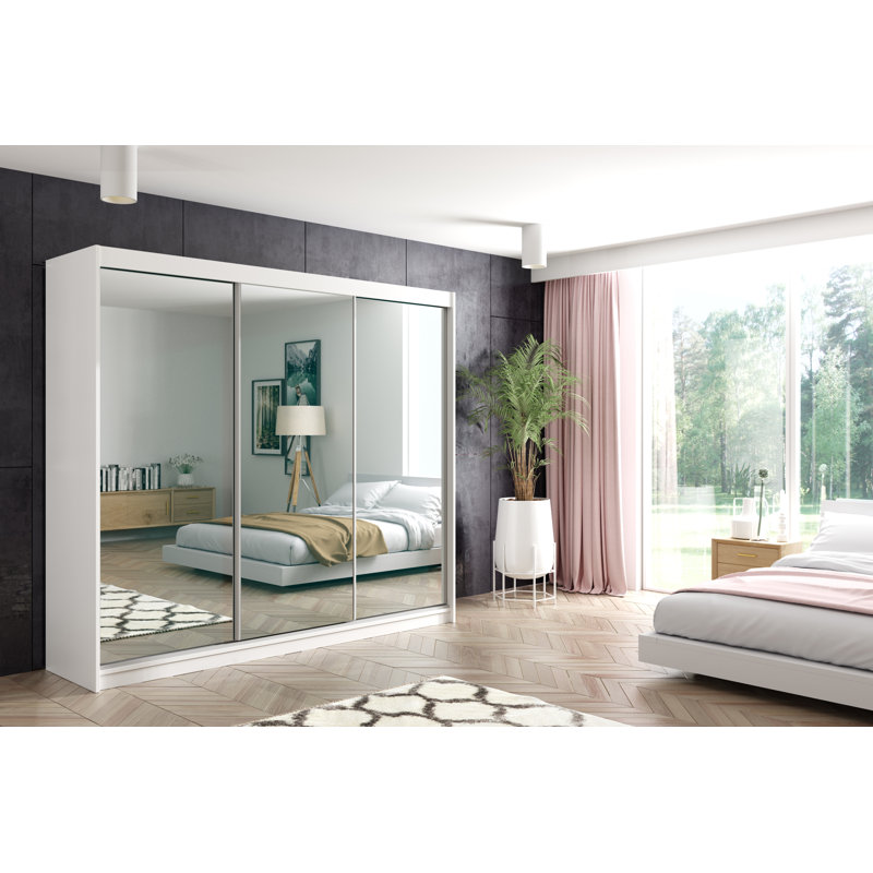 Barsha 3 Door Sliding Wardrobe, White
