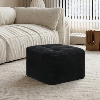 Soft And Supportive Corduroy Footrest Ottoman Pouf