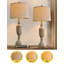 Lampe de table 27,5 ＂en résine rustique avec port USB pour salon Chambre rétro avec 2 ampoules