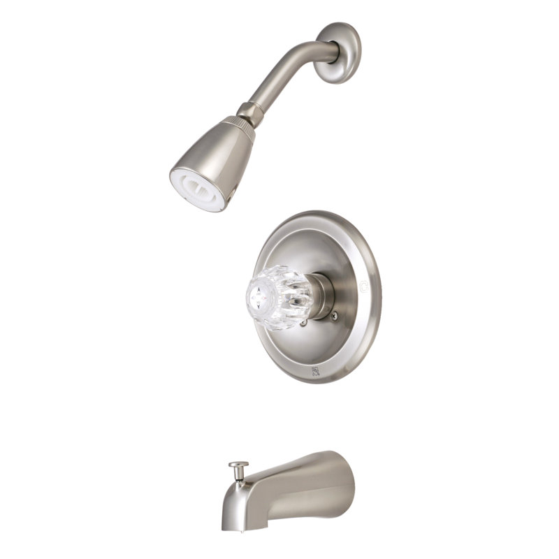 Robinet de baignoire et douche à poignée simple Kingston Brass Kingston, Nickel brossé