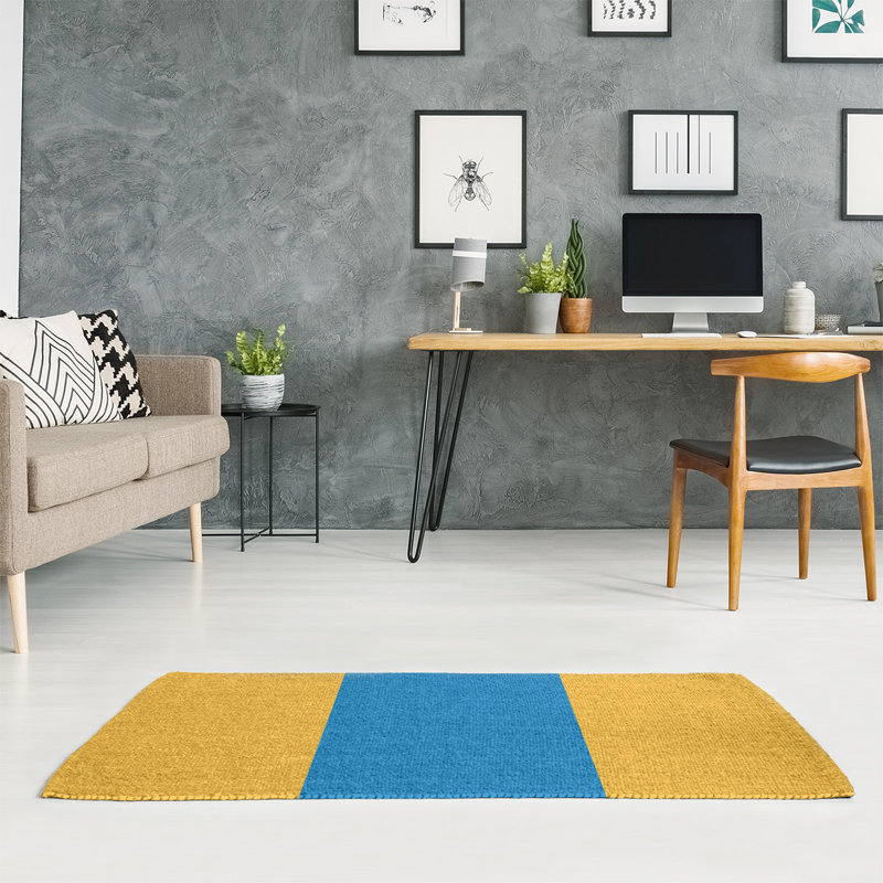 Tapis jaune / bleu, Rectangle 2 pi x 3 pi