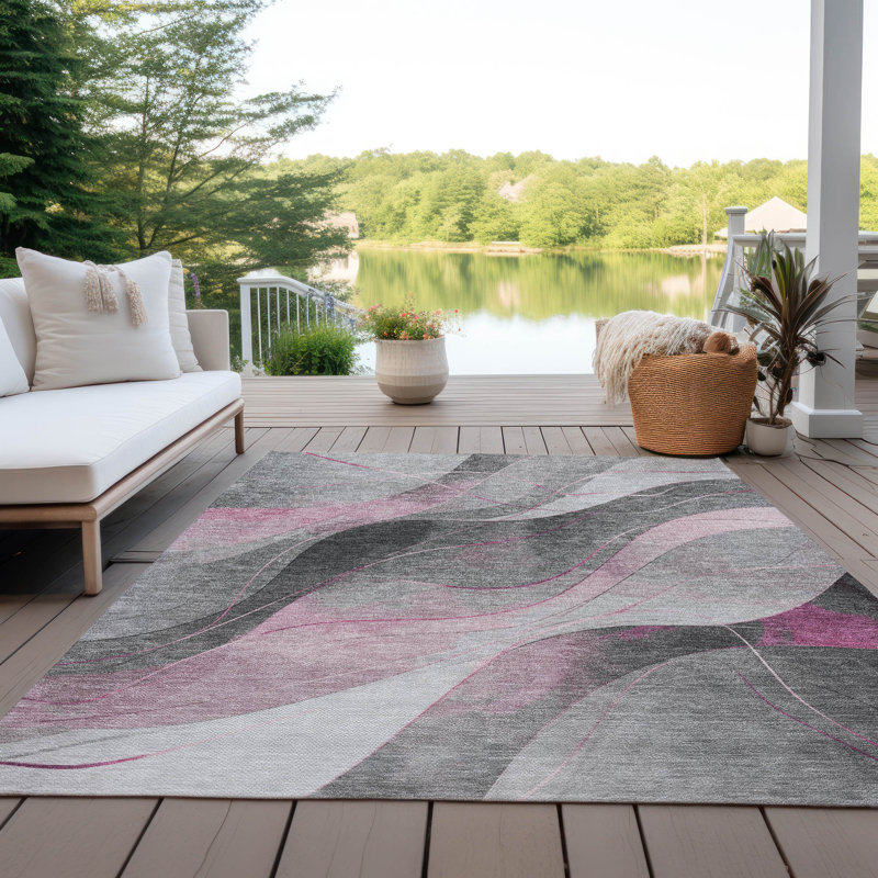 Tapis intérieur / extérieur rose Aelien, 5' x 7'6"