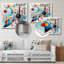 «Blue and Pink Abstract Geometric Vision 5», art mural géométrique en métal-39839959