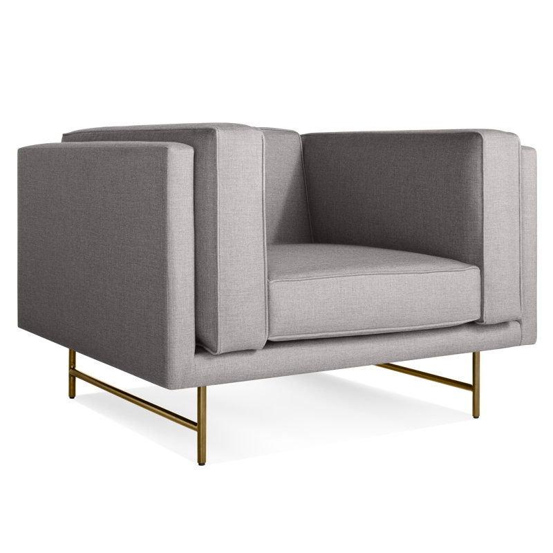 Fauteuil club Bank, Mélange de polyester lave, Laiton