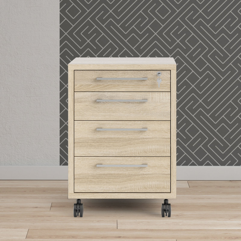 Eggen 4 Drawer Filing Cabinet, Oak
