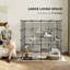 Grande cage à chat à 4 niveaux, parc pour chat 55 po avec plateformes, rampes, accessoires, aire d'exercice pour chaton en métal amovible, noir