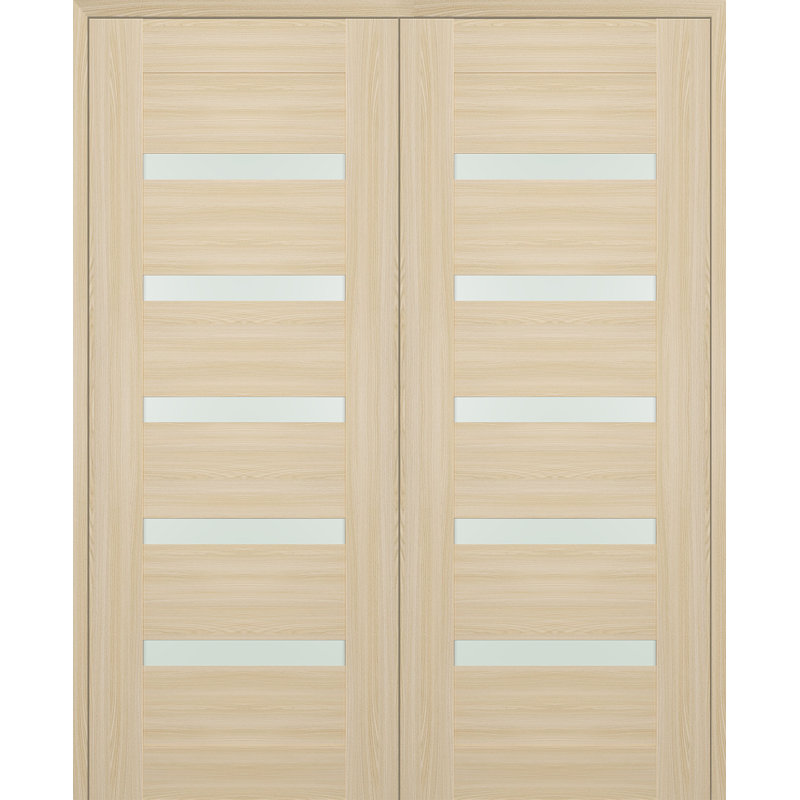 Portes françaises préfinies en bois massif massif, 47,75 po x 79,37 po, Frêne de la loire, Réversible
