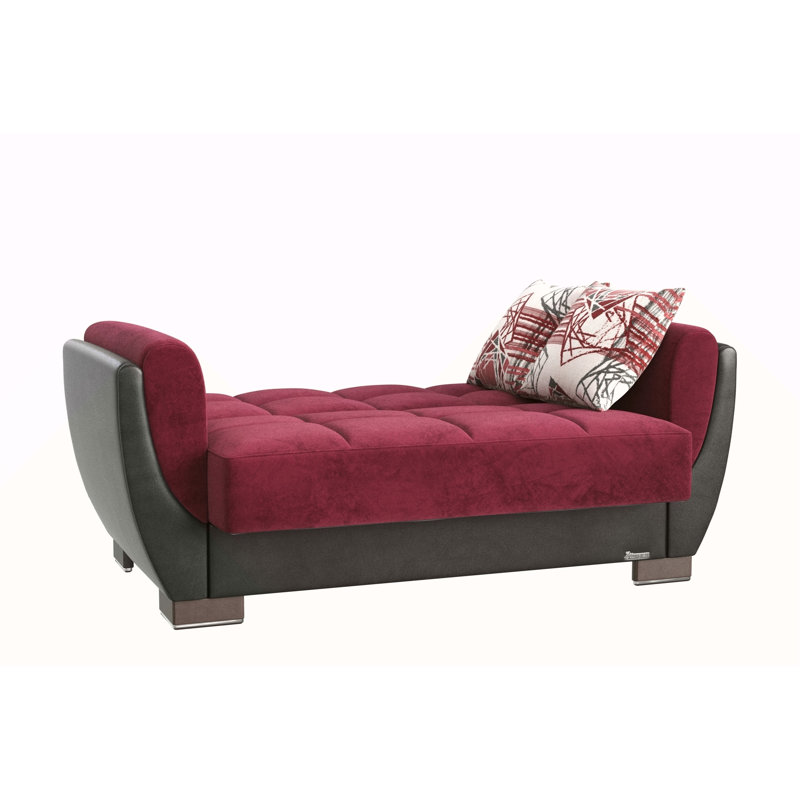 Causeuse convertible Primenest, Noir / tissu bourgogne