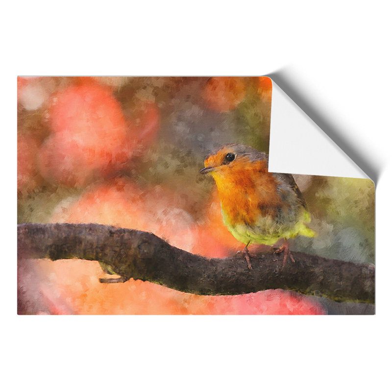 Robin Bird Painting - Frameless Print, 30cm H x 42cm W x 0.1cm D