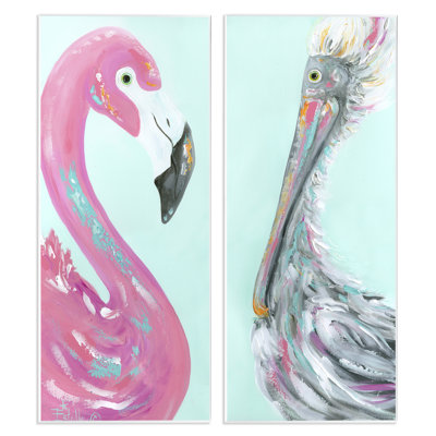 «Odd Flamingo Pelican Profile», ensemble de 2 plaques murales par Estelle Grengs