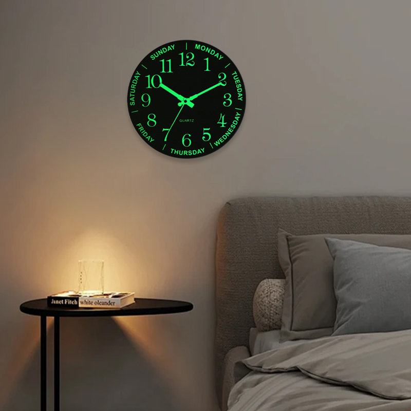 11.81x1.97" Night Light Wall Clock