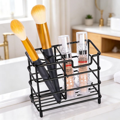 Porte-brosse à dents et support de dentifrice en acier inoxydable avec base antidérapante, organisateur de salle de bain pour brosses, rasoir et articles essentiels